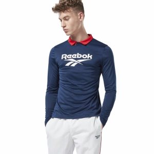 Bluza Męskie Reebok Classic Football Polo Granatowe PL 49ZIXRM